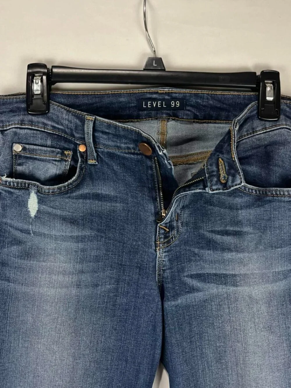 GUC Level 99 Womens Blue Mid Rise Premium Stretch Skinny Jeans Size 29 USA Made
